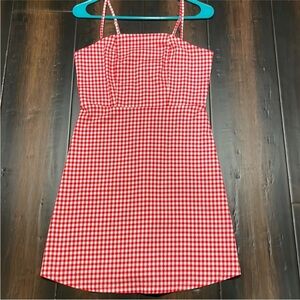 Red and white gingham dress